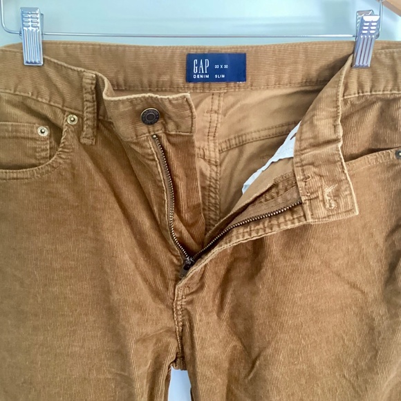 GAP Men's Brown Corduroy Slim Pants Size 33Wx30L 5 Pocket Cord Business Casual - Picture 10 of 13